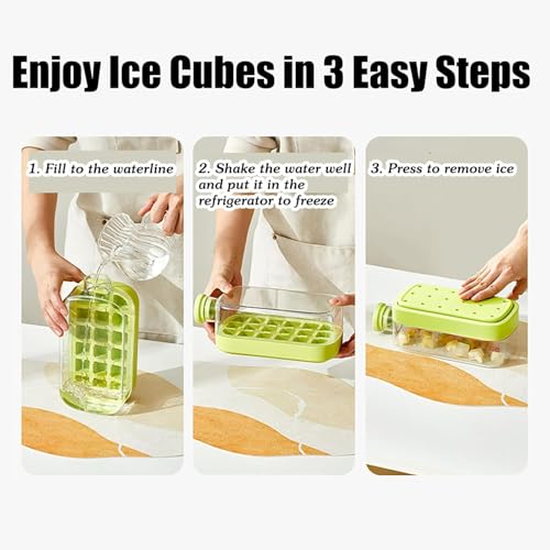 MosQuick® 2-in-1 ice cube bottle easy press ice cube tray flexible silicone molds leak proof lid vertical ice maker for freezer travel gym home use for coffee juice beverages with straw(800ml) - Image 4