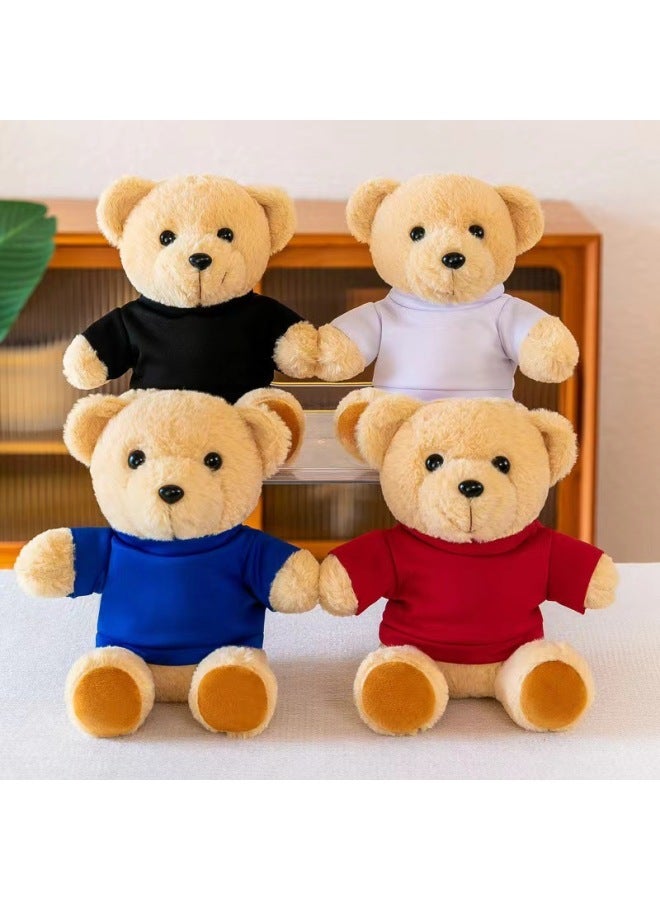 Plush Toy Bear Teddy Bear Doll Doll Rag Doll Dressing Bear Advertising Campaign Gift Bear Plus Logo-Specifications:22cm-Color:Blue Short-sleeved Sitting Bear  - Image 3