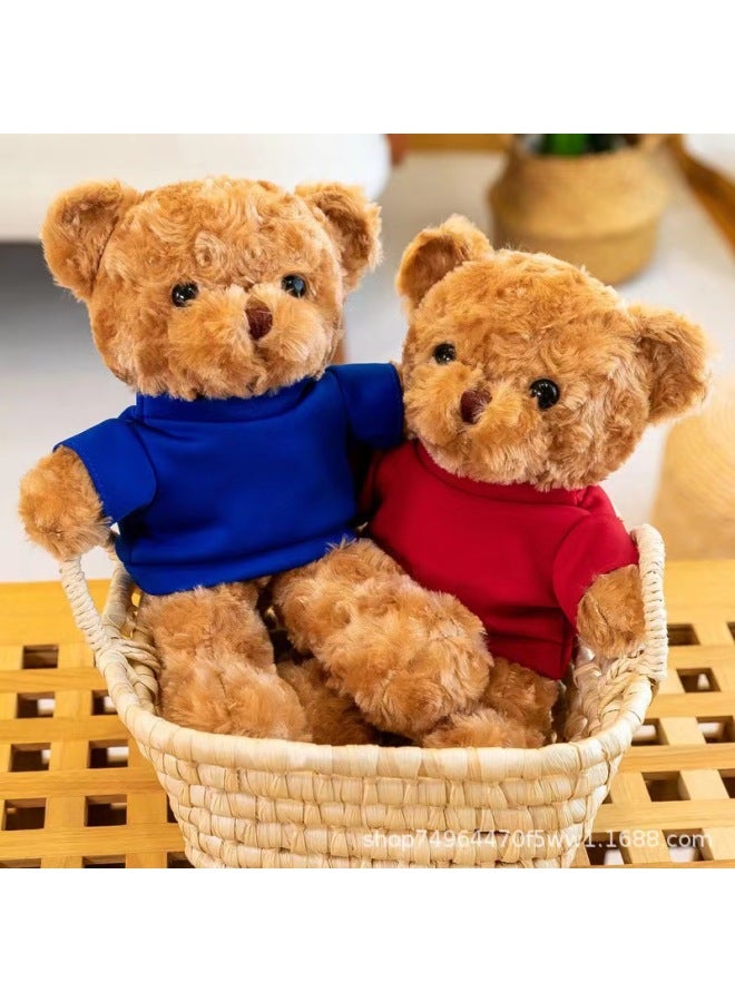 Plush Toy Bear Teddy Bear Doll Doll Rag Doll Dressing Bear Advertising Campaign Gift Bear Plus Logo-Specifications:22cm-Color:Blue Short-sleeved Sitting Bear  - Image 5