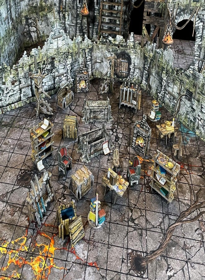 Battle Systems Fantasy Dungeon Terrain Furniture - Battle Systems Terrain Immersive Scenery for D&D DND Maladum Pathfinder RPGs Full Color Heavy Duty Cardstock Printed Both Sides - Image 2