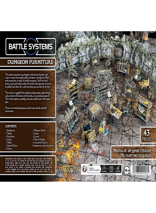Battle Systems Fantasy Dungeon Terrain Furniture - Battle Systems Terrain Immersive Scenery for D&D DND Maladum Pathfinder RPGs Full Color Heavy Duty Cardstock Printed Both Sides - Image 1