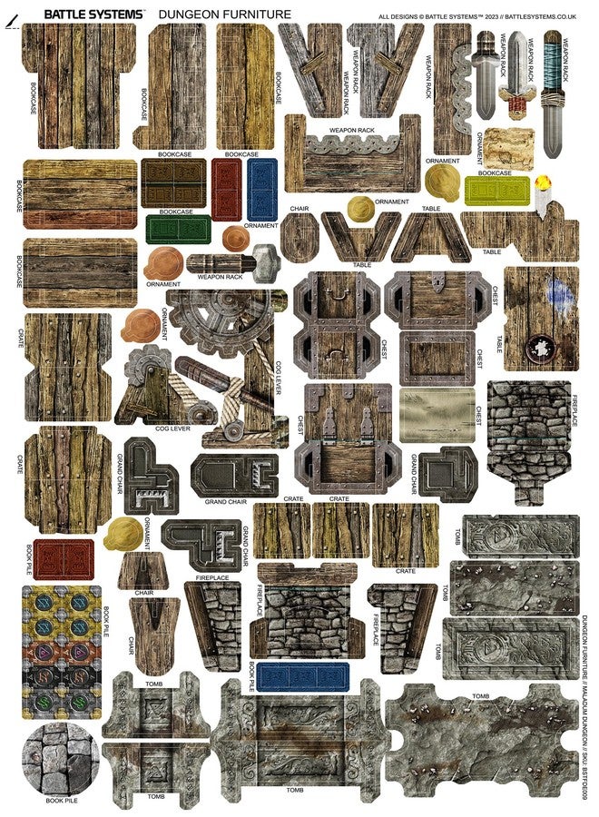 Battle Systems Fantasy Dungeon Terrain Furniture - Battle Systems Terrain Immersive Scenery for D&D DND Maladum Pathfinder RPGs Full Color Heavy Duty Cardstock Printed Both Sides - Image 3