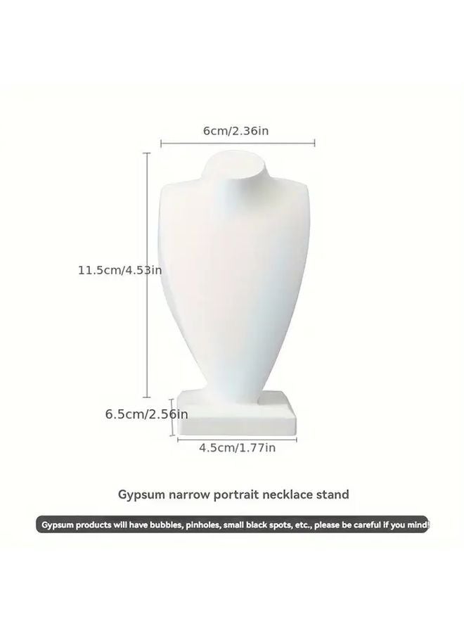 حامل قلادة صورة رفيع، حامل عرض مجوهرات من الجبس الأبيض، مانيكان - Image 1