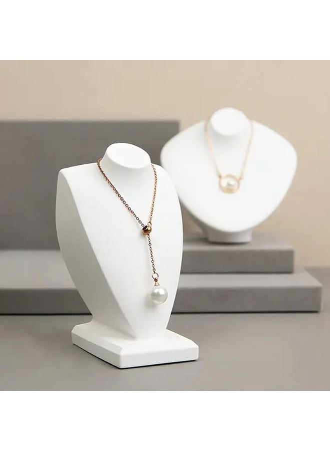 حامل قلادة صورة رفيع، حامل عرض مجوهرات من الجبس الأبيض، مانيكان - Image 2