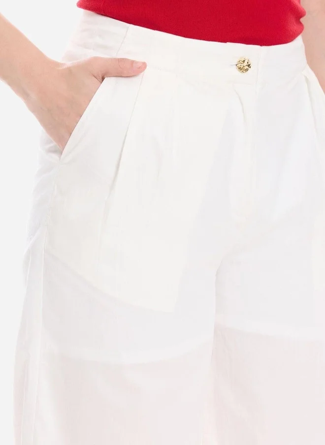 Virgio White Virgio Women Flared High-Rise Pleated Trousers for Women | Best Price UAE