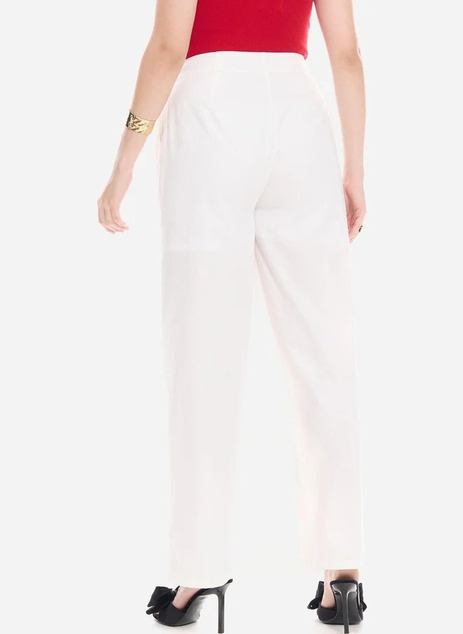 Virgio White Virgio Women Flared High-Rise Pleated Trousers for Women | Best Price UAE