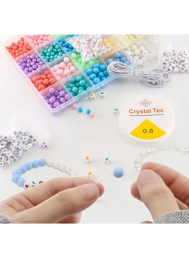 1350 قطعة خرز دي آي واي لصنع الأساور، 24 لون، مقاسات 4 و 6 و 7 ملم - Image 4