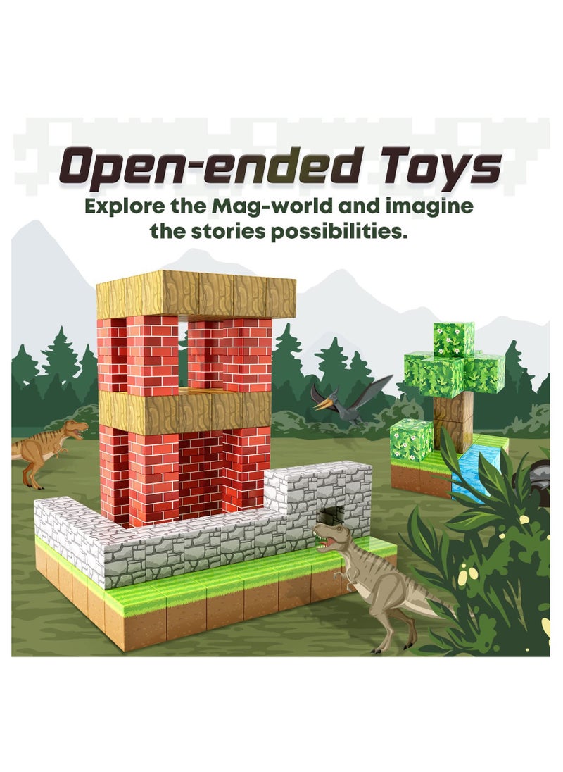 192pcs Dark Obsidian Pillars square building block set children’s puzzle doll assembled game peripheral mini toys minecrafts magnetic cube intelligent magnetic building block set build a 3D mag-world  - Image 2