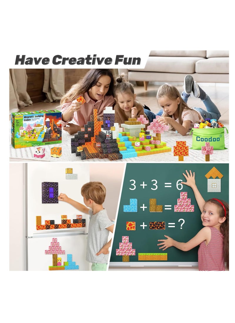 192pcs Dark Obsidian Pillars square building block set children’s puzzle doll assembled game peripheral mini toys minecrafts magnetic cube intelligent magnetic building block set build a 3D mag-world  - Image 3