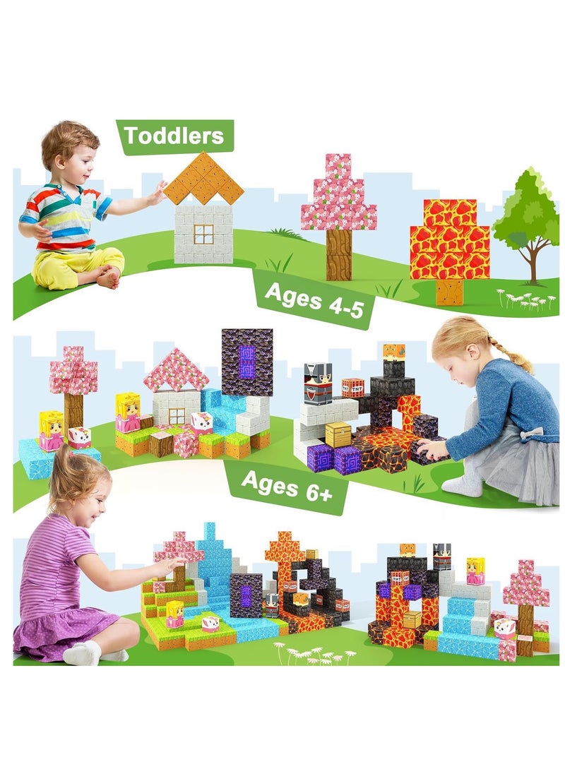 192pcs Dark Obsidian Pillars square building block set children’s puzzle doll assembled game peripheral mini toys minecrafts magnetic cube intelligent magnetic building block set build a 3D mag-world  - Image 4