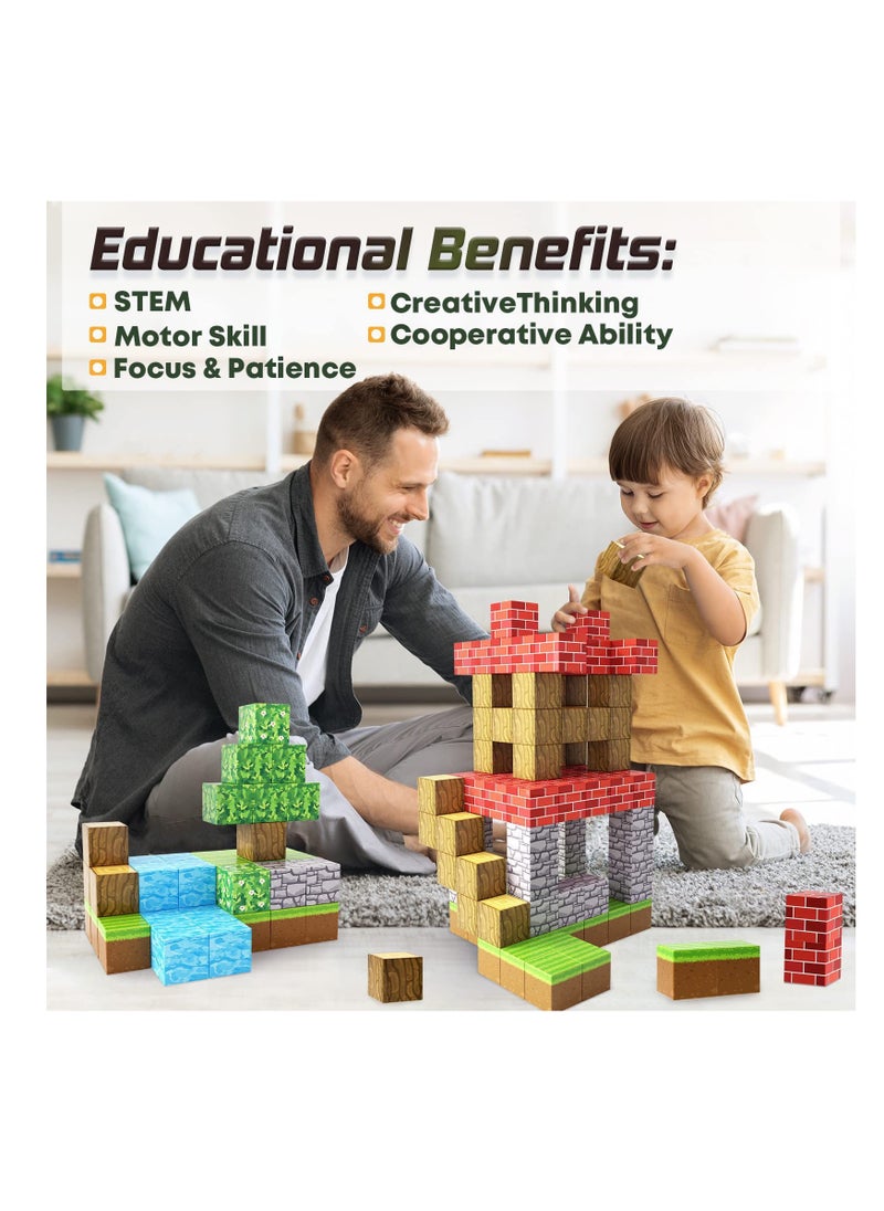 192pcs Dark Obsidian Pillars square building block set children’s puzzle doll assembled game peripheral mini toys minecrafts magnetic cube intelligent magnetic building block set build a 3D mag-world  - Image 5