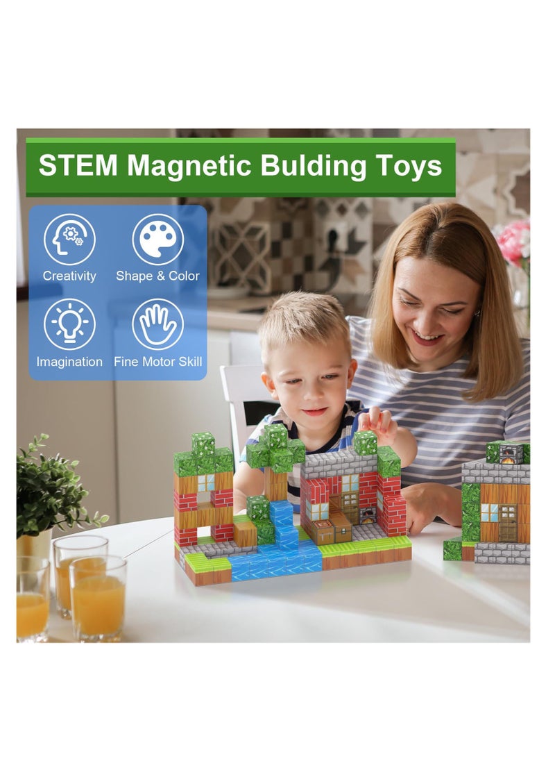 null - 192pcs Dark Obsidian Pillars square building block set children’s puzzle doll assembled game peripheral mini toys minecrafts magnetic cube intelligent magnetic building block set build a 3D mag-world - Image 1