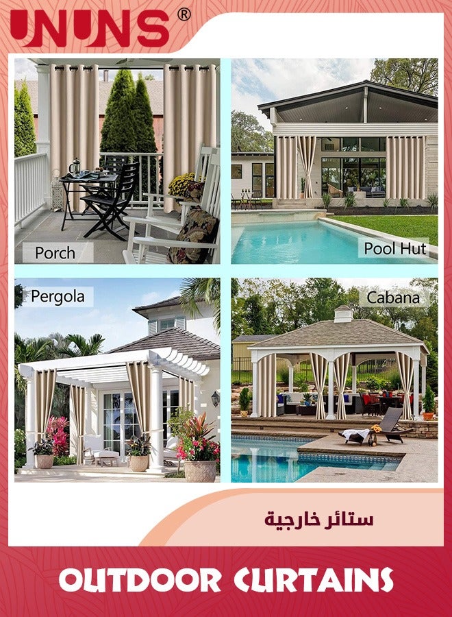 UNUNS Outdoor Curtains For Patio Waterproof,1 Panel Privacy Protection Light Filtering Curtains Cream Grommet Outside Curtains For Porch,Gazebo,Pergola,Backyard,54 x 84 Inch - Image 5