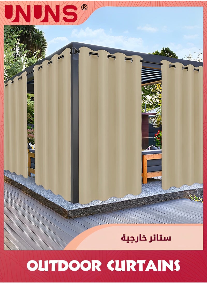 UNUNS Outdoor Curtains For Patio Waterproof,1 Panel Privacy Protection Light Filtering Curtains Cream Grommet Outside Curtains For Porch,Gazebo,Pergola,Backyard,54 x 84 Inch  - Image 1