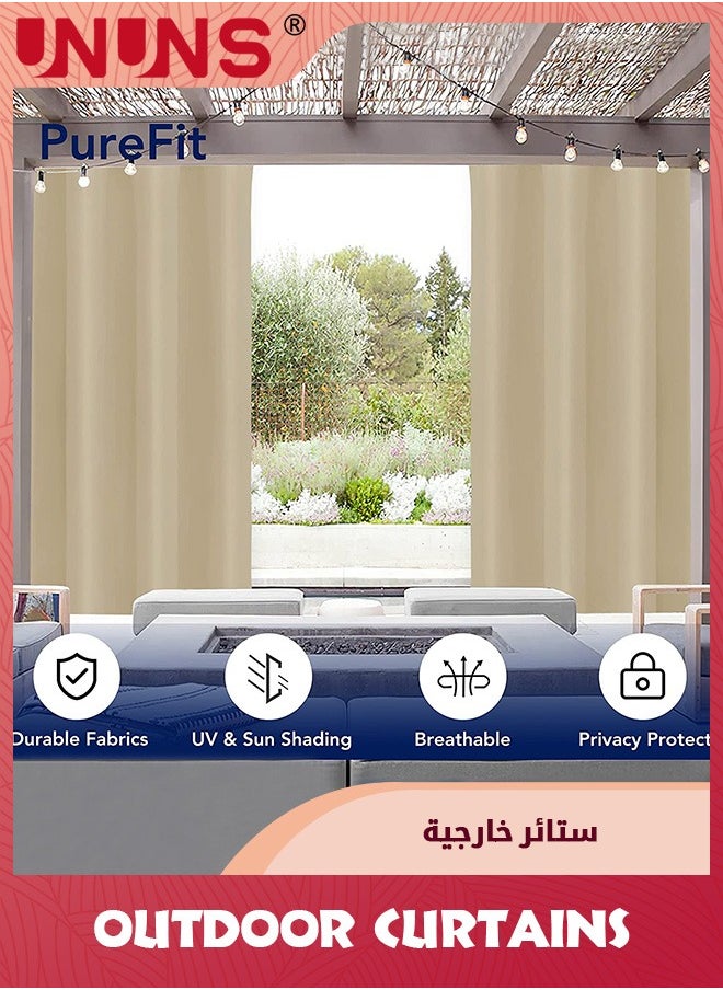 UNUNS Outdoor Curtains For Patio Waterproof,1 Panel Privacy Protection Light Filtering Curtains Cream Grommet Outside Curtains For Porch,Gazebo,Pergola,Backyard,54 x 84 Inch  - Image 4
