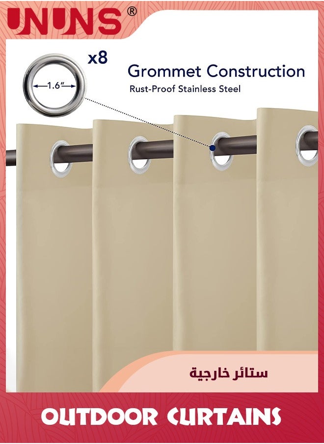 UNUNS Outdoor Curtains For Patio Waterproof,1 Panel Privacy Protection Light Filtering Curtains Cream Grommet Outside Curtains For Porch,Gazebo,Pergola,Backyard,54 x 84 Inch  - Image 2