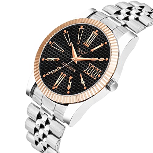 LOUIS DEVIN Stainless Steel Chain Analog Wrist Watch for Men (Black Dial) | LD-CP059-BLK - Image 2