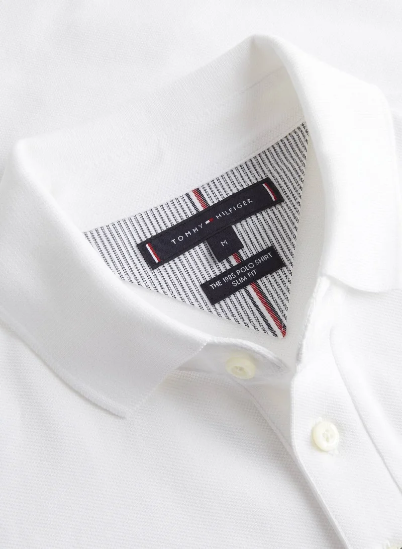 Tommy Hilfiger White 1985 Slim Fit Pique Polo Shirt for Men | Best Price UAE