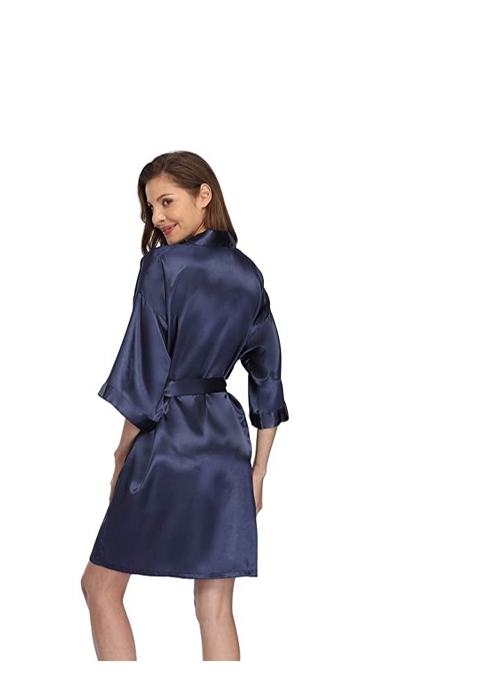 Women Lace Silk Satin Kimono Bathrobe .  - Image 1
