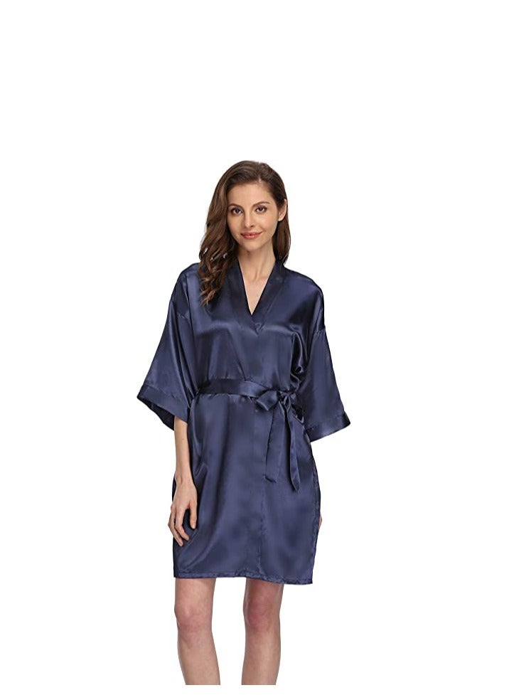 Women Lace Silk Satin Kimono Bathrobe .  - Image 2