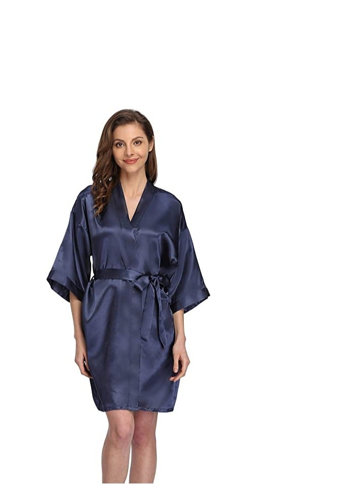 Women Lace Silk Satin Kimono Bathrobe .  - Image 3