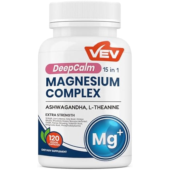 VEV DeepCalm Magnesium Complex for Women – 15-in-1 Glycinate & Citrate Capsules with Ashwagandha & L-Theanine – 120 Vegan Capsules - Image 1