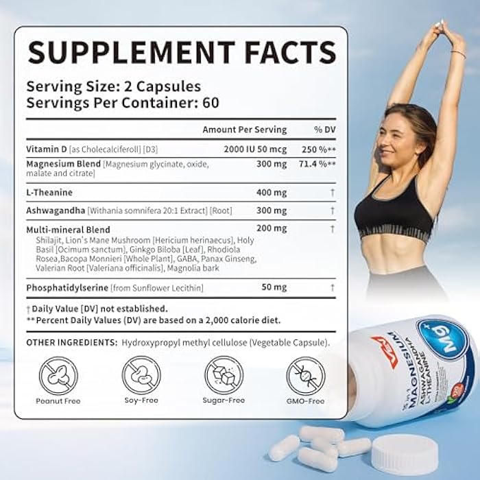 VEV DeepCalm Magnesium Complex for Women – 15-in-1 Glycinate & Citrate Capsules with Ashwagandha & L-Theanine – 120 Vegan Capsules - Image 2
