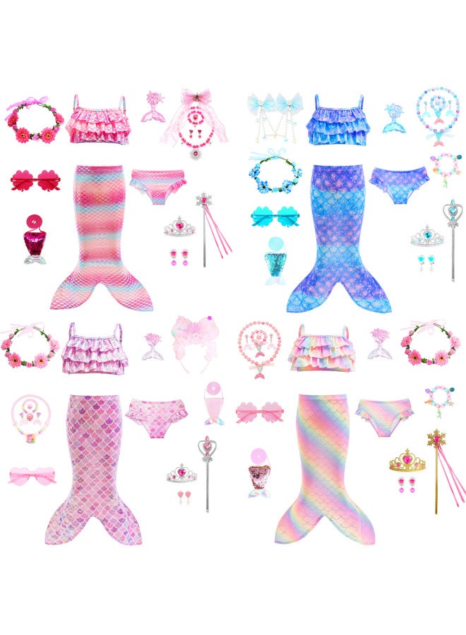 Mermaid Costume Dress - Girls Mermaid Fishtail Costume Dress - Cx62 (three-piece set), 110 - Princess Dress Up, Halloween Cosplay, Fancy Party Wear, Birthday Costume, Fantasy Outfit Swimsuit - Image 2