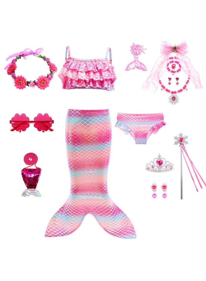 Mermaid Costume Dress - Girls Mermaid Fishtail Costume Dress - Cx62 (three-piece set), 110 - Princess Dress Up, Halloween Cosplay, Fancy Party Wear, Birthday Costume, Fantasy Outfit Swimsuit - Image 4