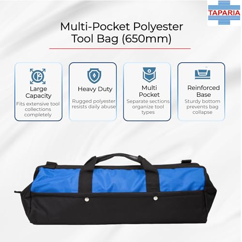 Taparia Tool Bag (TB 26) Storage for all types of products, Water Resistant, Tear Resistant, Weather Proof, Durable, Spacious and Versatile for Professional and DIY, Warranty on Bag and Zip - Image 3