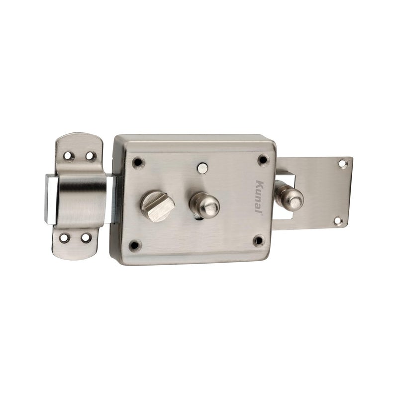Kunal Inter Lock Main Door | Office | Bed Room Door Heavy Duty 4 Turn Lock with Locking Knob 3 Brass Ultra Keys Material - SS Finish - SS (Pack -1) (4 Turn) - Image 3