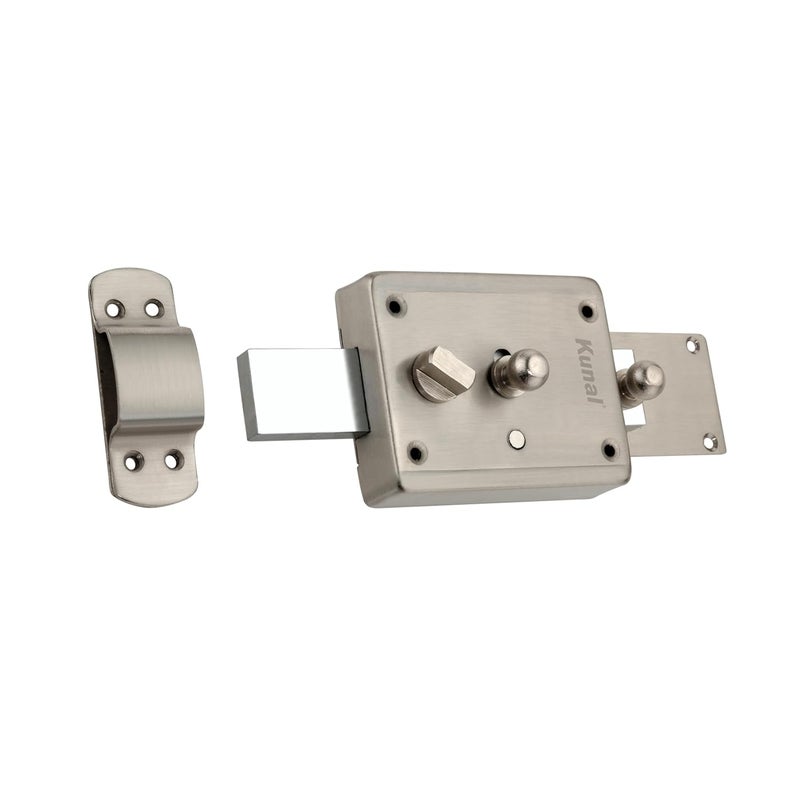 Kunal Inter Lock Main Door | Office | Bed Room Door Heavy Duty 4 Turn Lock with Locking Knob 3 Brass Ultra Keys Material - SS Finish - SS (Pack -1) (4 Turn) - Image 2