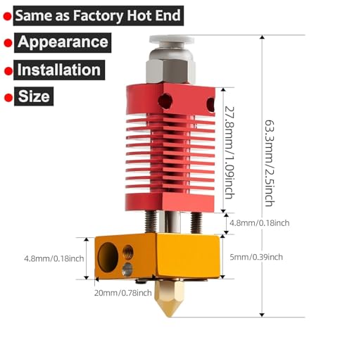 SAPLUSREPRAP 5Aplusreprap Ender 3 Hotend Upgrade: M3 Stud Thermistor,Fast Replaced, Compatible for Creality Ender 3 V2/Pro,CR-10 J-Head Hotend Replacement, Assembled Extruder 3D Printer Hot end Kit 24V 40W - Image 3
