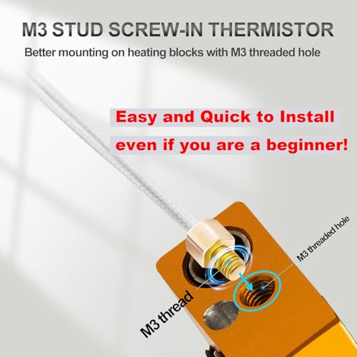 SAPLUSREPRAP 5Aplusreprap Ender 3 Hotend Upgrade: M3 Stud Thermistor,Fast Replaced, Compatible for Creality Ender 3 V2/Pro,CR-10 J-Head Hotend Replacement, Assembled Extruder 3D Printer Hot end Kit 24V 40W - Image 5