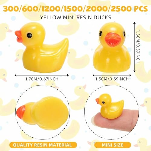 Barydat 600 Pcs Mini Resin Ducks Yellow Bulk Tiny Duck Decoration for Hide and Seek Prank Cruises Miniature Garden Accessory Figures for Dollhouse Landscape Aquarium Birthday Party Baby Shower Gift - Image 5