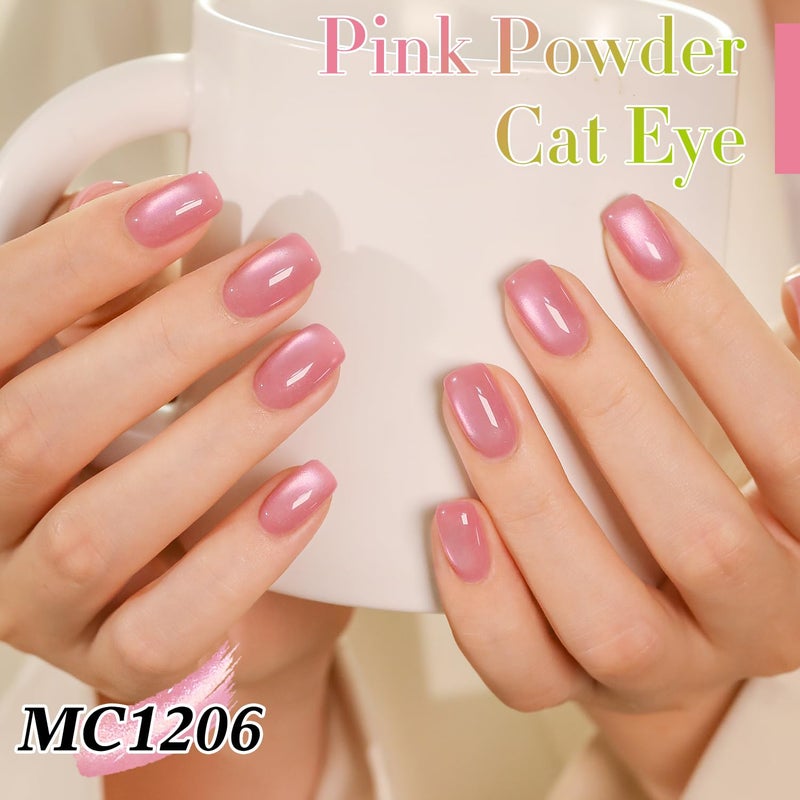 Double Rhythm 0.5 OZ Cat Eye Gel Polish with Magnet 15ML Holographic Glitter Shimmer Translucent Jelly Color Magnetic Nail Polish Salon DIY at Home (Fruit Purple Pink-MC1206) - Image 3