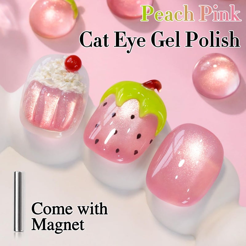 Double Rhythm 0.5 OZ Cat Eye Gel Polish with Magnet 15ML Holographic Glitter Shimmer Translucent Jelly Color Magnetic Nail Polish Salon DIY at Home (Fruit Purple Pink-MC1206) - Image 2
