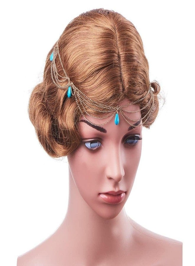 PH PandaHall سلسلة رأس تيركواز من PH PandaHall، إكسسوار رأس فريد، رباط رأس بوهيمي مع خيوط، إكسسوار شعر لحفلات الزفاف والمناسبات، إكسسوار رأس للنساء، إكسسوار عربي - Image 2