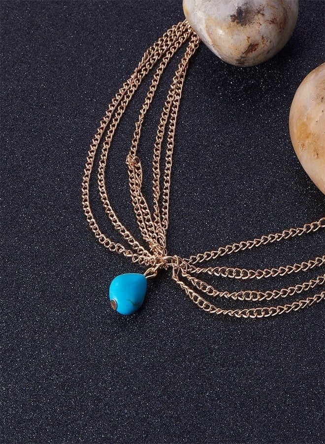 PH PandaHall سلسلة رأس تيركواز من PH PandaHall، إكسسوار رأس فريد، رباط رأس بوهيمي مع خيوط، إكسسوار شعر لحفلات الزفاف والمناسبات، إكسسوار رأس للنساء، إكسسوار عربي - Image 3