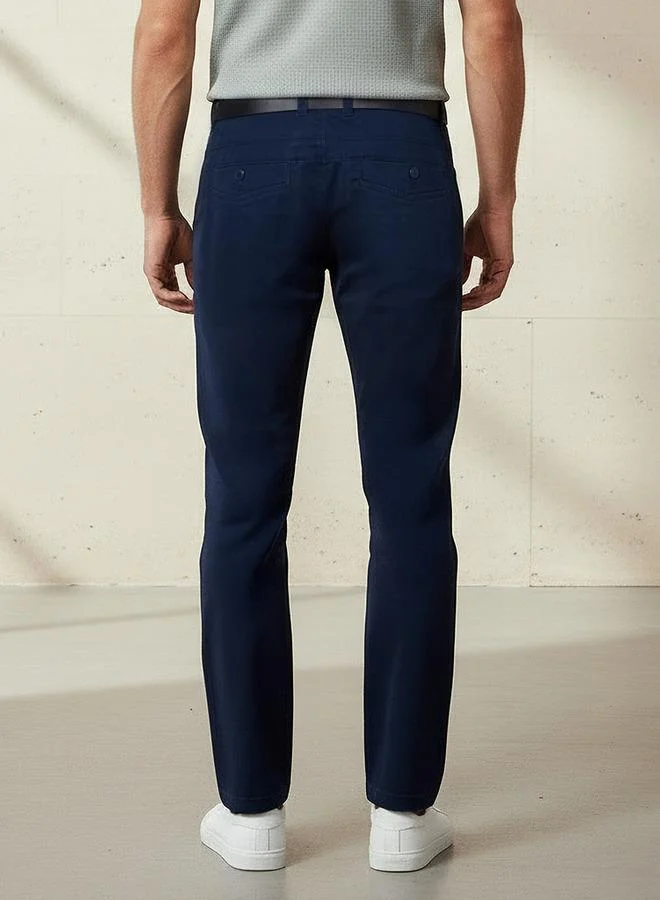Splash FAV BLUE Smart Slim Fit Chinos with Belt for Men | Best Price UAE