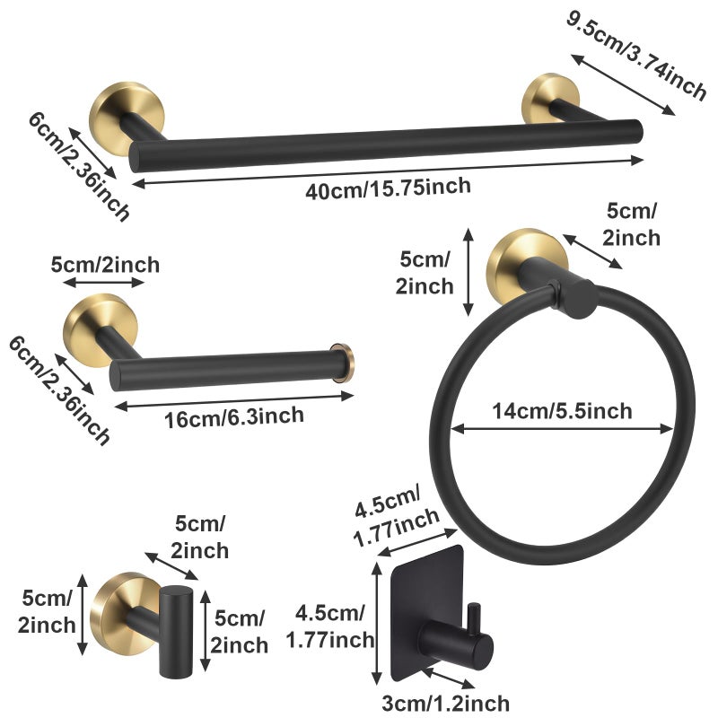 Coddlecove 7 Pcs Bathroom Hardware Accessory Set, Stainless Steel Towel Racks for Bathroom, Black and Gold Bathroom Accessoriesï¼ŒModern Luxury Bathroom Towel Holder & Toilet Paper Holder - Image 2