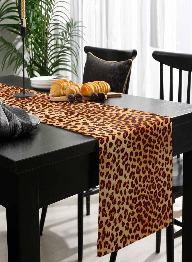 PIEPLE Leopard Print Table Runner-Cotton Linen-Long 90 inche Cheetah Print Dresser Scarves,Animal Tablerunner for Kitchen Coffee/Dining/Sofa/End Table Bedroom Home Living Room,Scarf Decor for Holiday Dinner - Image 3