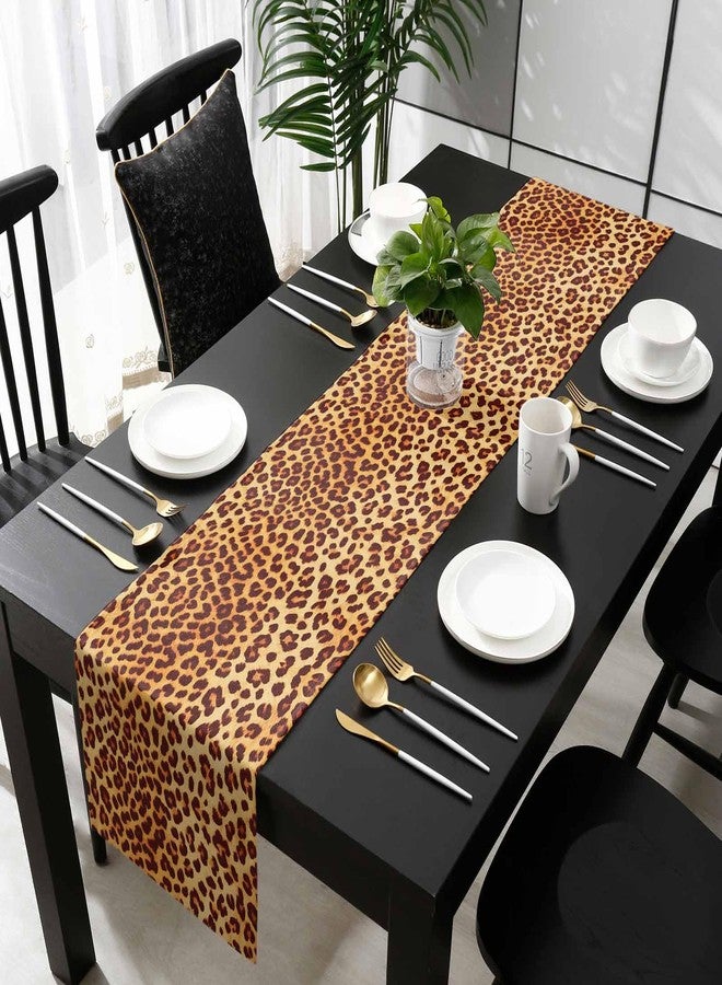 PIEPLE Leopard Print Table Runner-Cotton Linen-Long 90 inche Cheetah Print Dresser Scarves,Animal Tablerunner for Kitchen Coffee/Dining/Sofa/End Table Bedroom Home Living Room,Scarf Decor for Holiday Dinner - Image 4