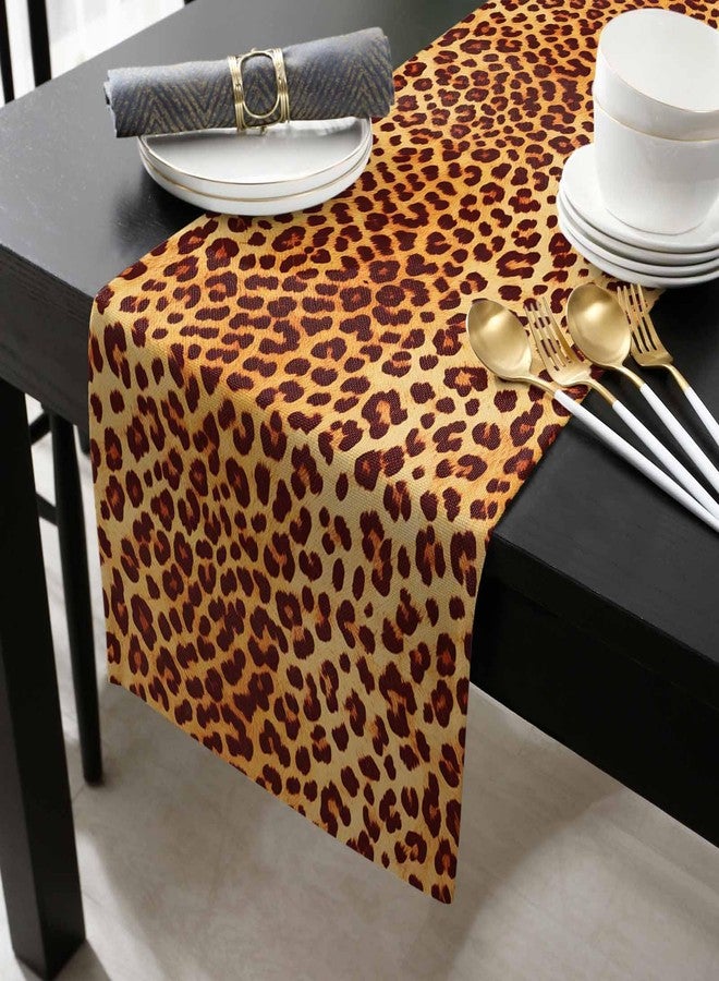 PIEPLE Leopard Print Table Runner-Cotton Linen-Long 90 inche Cheetah Print Dresser Scarves,Animal Tablerunner for Kitchen Coffee/Dining/Sofa/End Table Bedroom Home Living Room,Scarf Decor for Holiday Dinner - Image 2