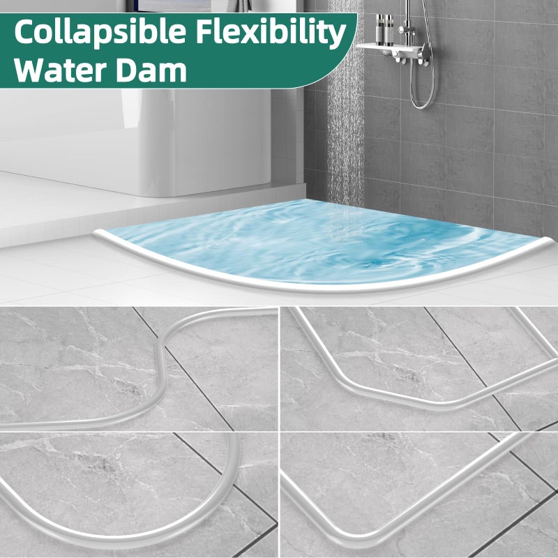 Vannesse Shower Threshold Water Dam, 39 Inch Flexible Collapsible Waterproof Seal Strip, Water Stopper Barrier, Self-Adhesive Shower Door Bottom Water Guard for Bathtub, Tile & Bathroom Floor - Image 4