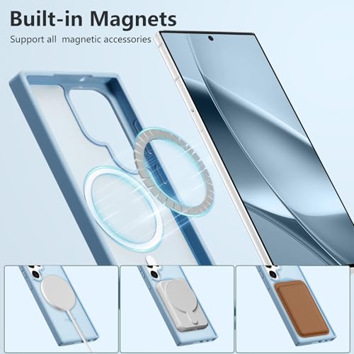 RALEAVO for Samsung Galaxy S25 Ultra Case Strong Magnetic Case [Compatible with Magsafe] Slim Shockproof Protective Phone Cover for S25 Ultra Phone Case with Translucent Hard Back,Blue - Image 5