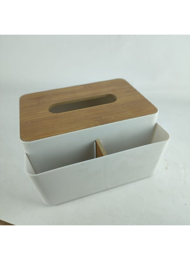 Acrylic tissue box with remote control and wooden lid - Image 3