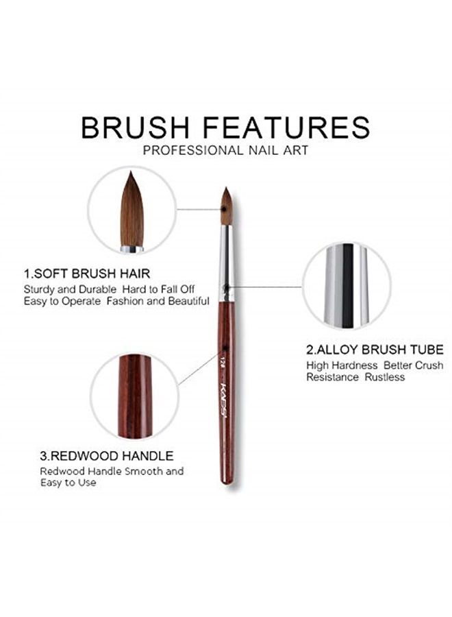 Rolabling Professional Red Wooden Nail Brush Kolinsky Sable Hair Nail Tool Acrylic Nail Art Brush (Size 12) - Image 5