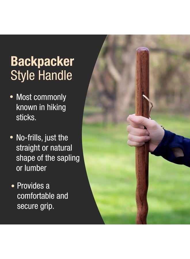 Brazos Handcrafted Wood Walking Stick, Twisted Oak, Backpacker Style Handle, for Men & Women, Made in the USA, Red, 48" - Image 4