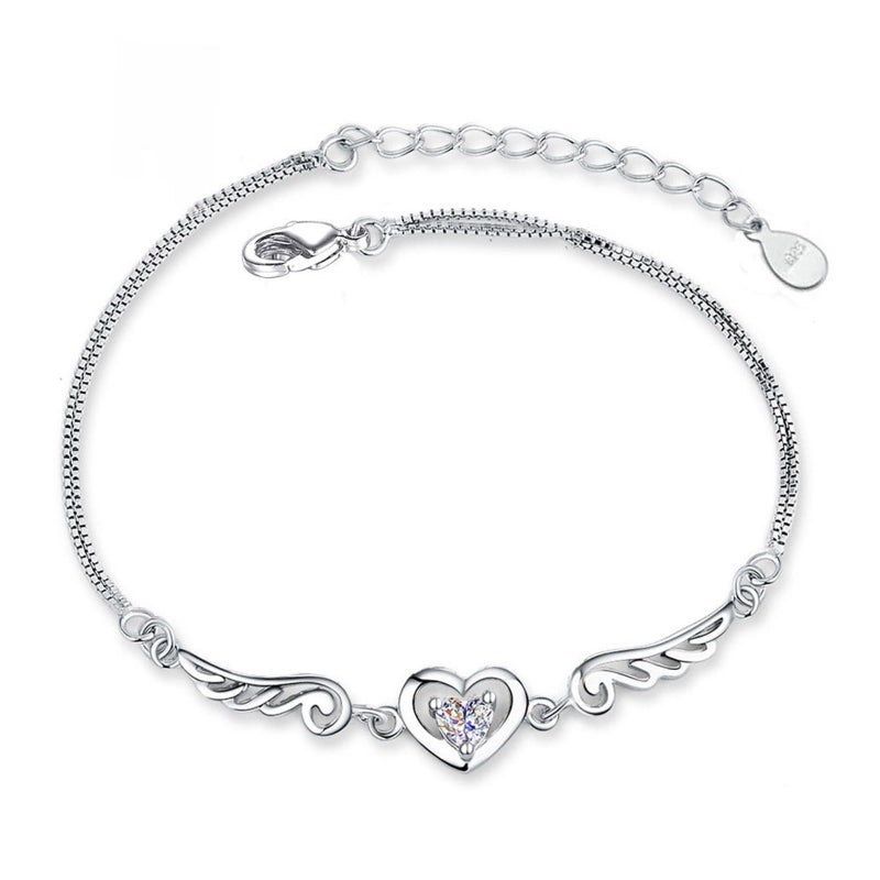 925 Sterling Silver Adjustable Heart Bracelet Gift For Women Mother Best Friend - Image 2